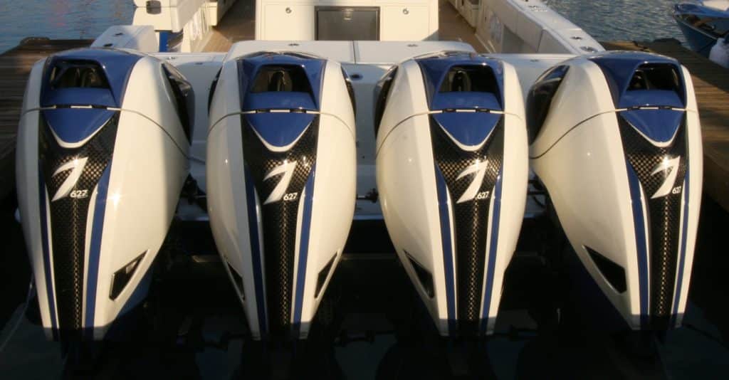 Quad of 7 Marine 627 outboard engines