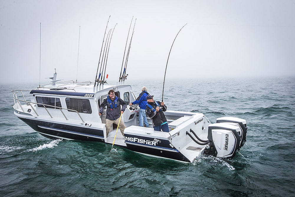 Evinrude outboard engines on boat