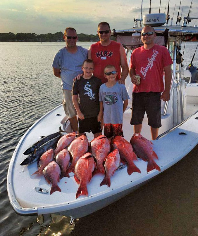 Nice catch of red snapper and king mackerel for Capt. Adam Peeples, named a Top Charter Captain of the Year 2017 by Sport Fishing magazine fans