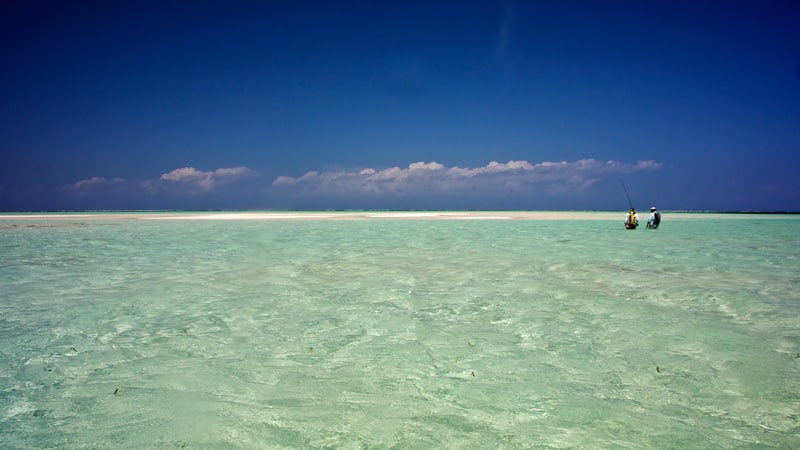 wading the flats in Seychelles