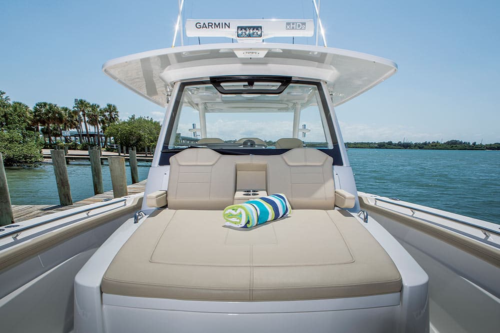 Pursuit S 368 center-console saltwater fishing boat forward seating