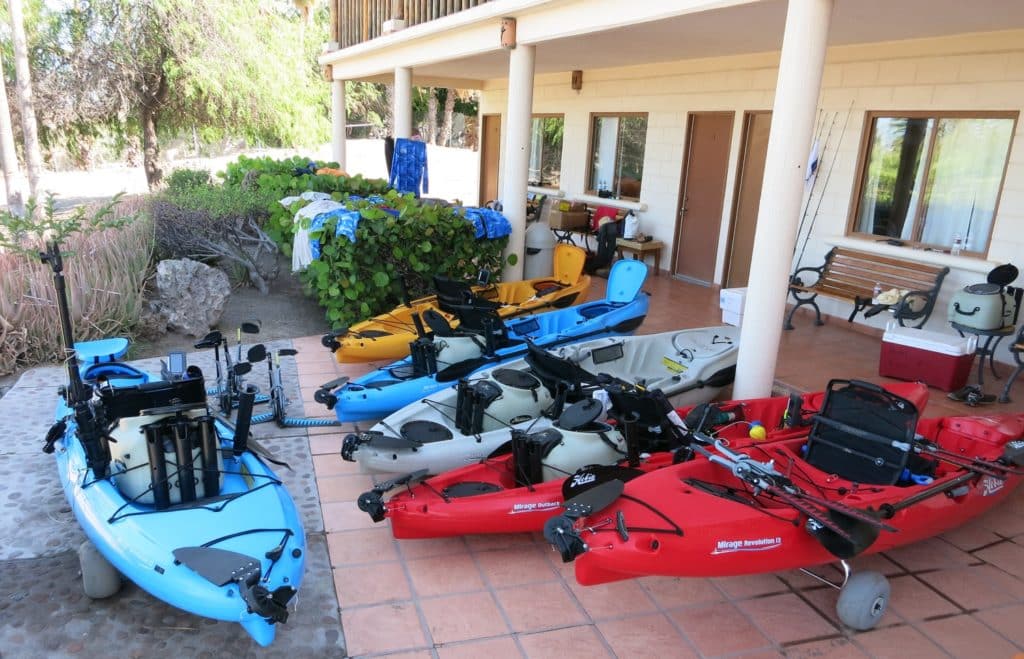 preparing Hobie kayaks for fishing Baja’s Central Sea of Cortez
