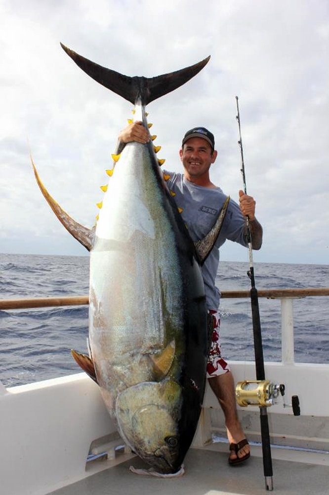 biggest yellowfin tuna fishing record rod and reel