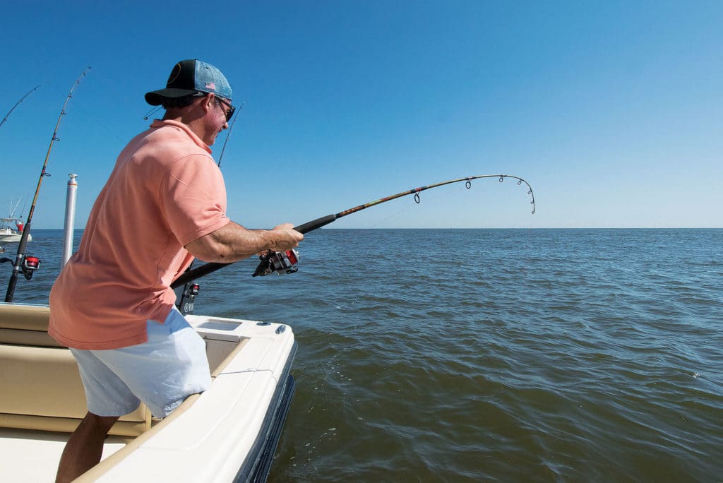 Alan Lang Fights a Redfish off the Scout 215 XSF