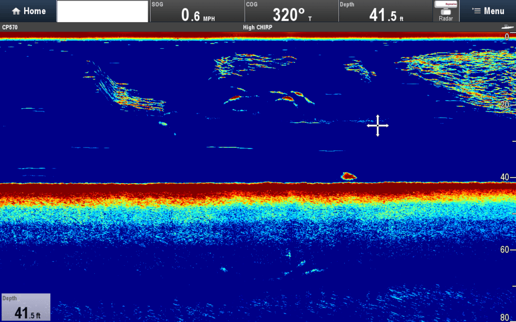 Raymarine CP570/R599 CHIRP Sounder Screenshots