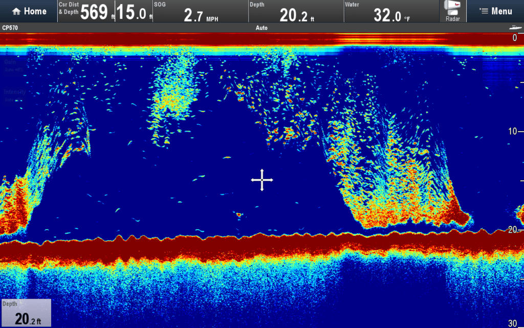 Raymarine CP570/R599 CHIRP Sounder Screenshots