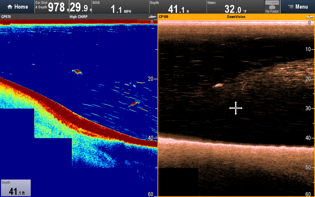 Raymarine CP570/R599 CHIRP Sounder Screenshots