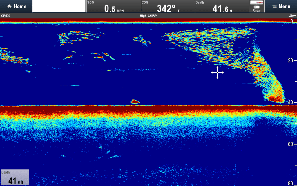 Raymarine CP570/R599 CHIRP Sounder Screenshots