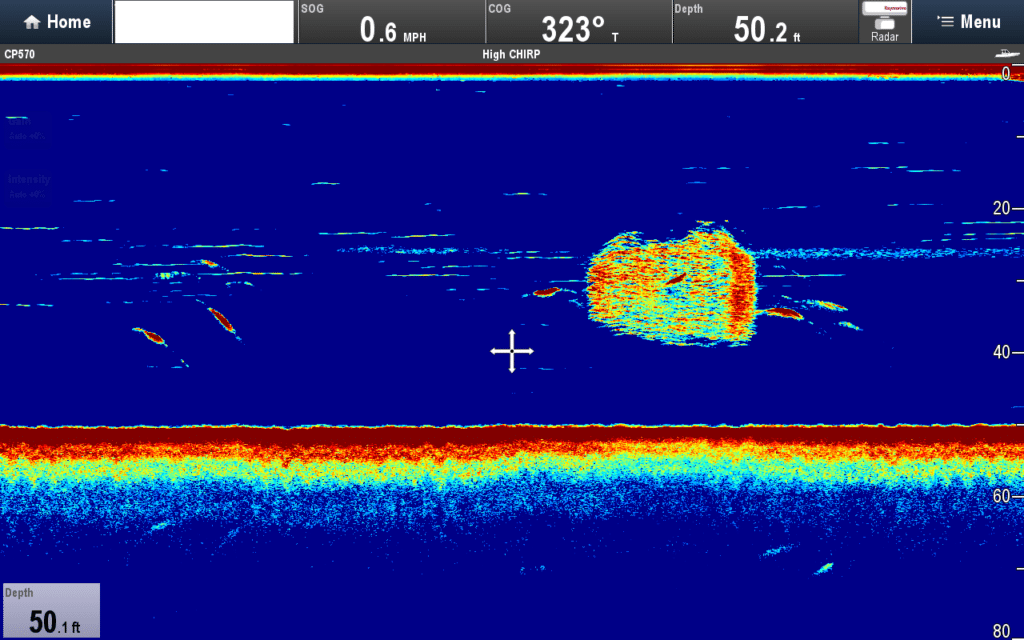 Raymarine CP570/R599 CHIRP Sounder Screenshots