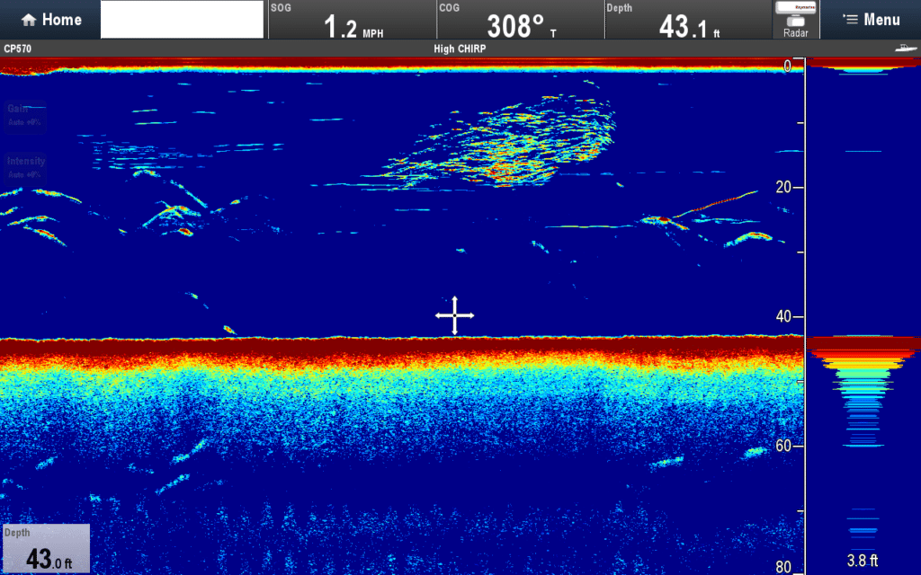 Raymarine CP570/R599 CHIRP Sounder Screenshots