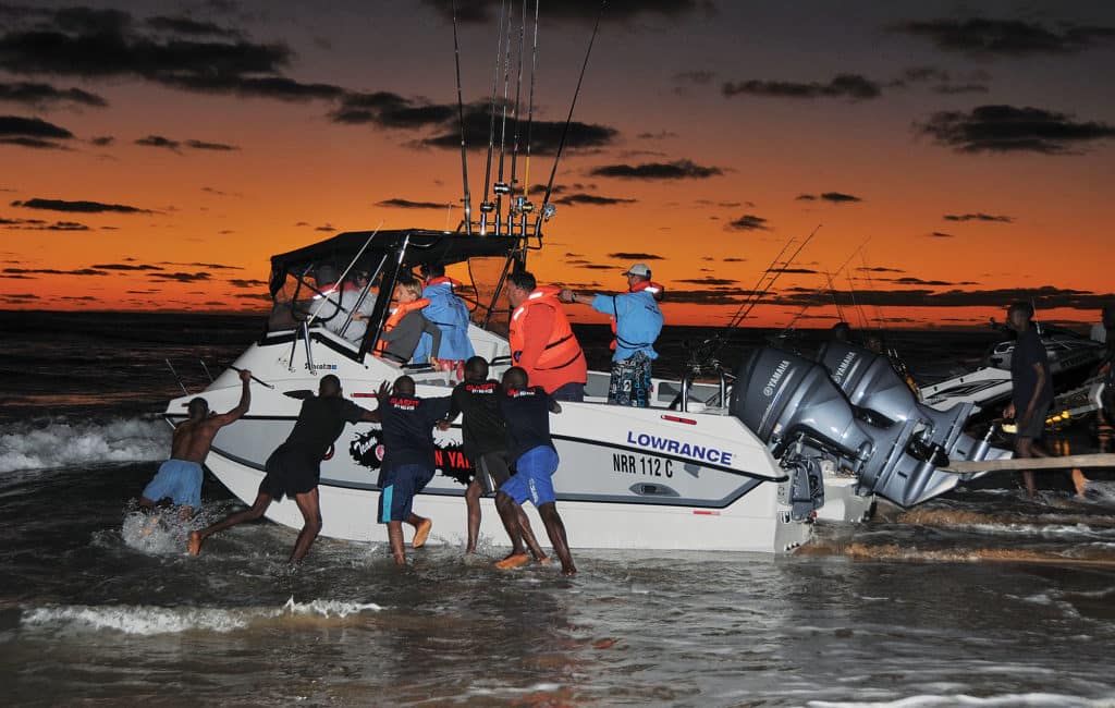 South African Ski Boat Beach Launch Sunset