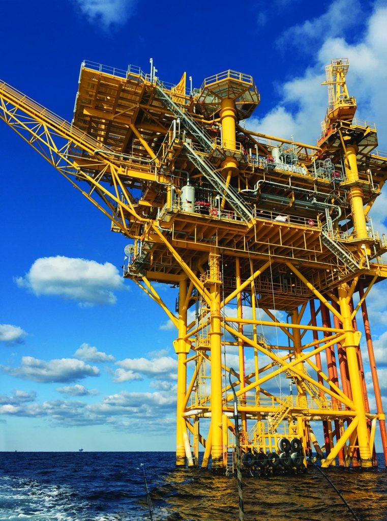 Wahoo fishing out of Venice, Louisiana - an offshore oil rig