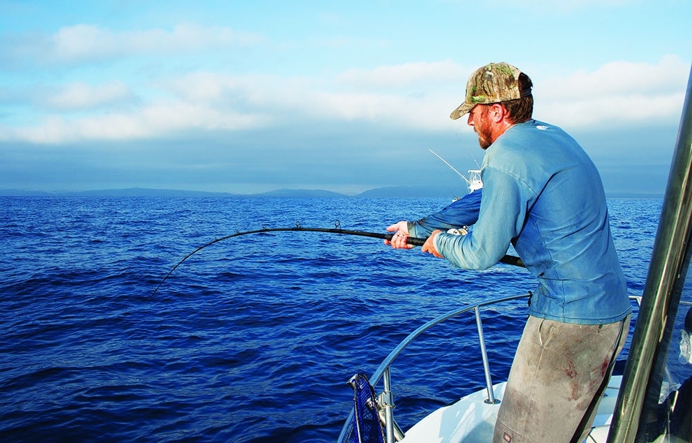 Angler fishing offshore deep sea