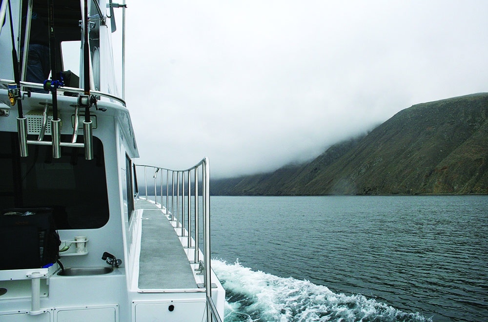 Clear deck on sport fishing boat