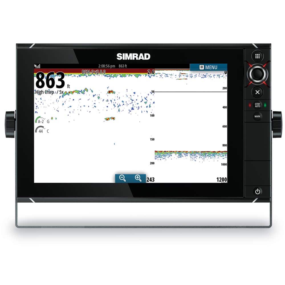 Simrad fish finder unit with chirp technology