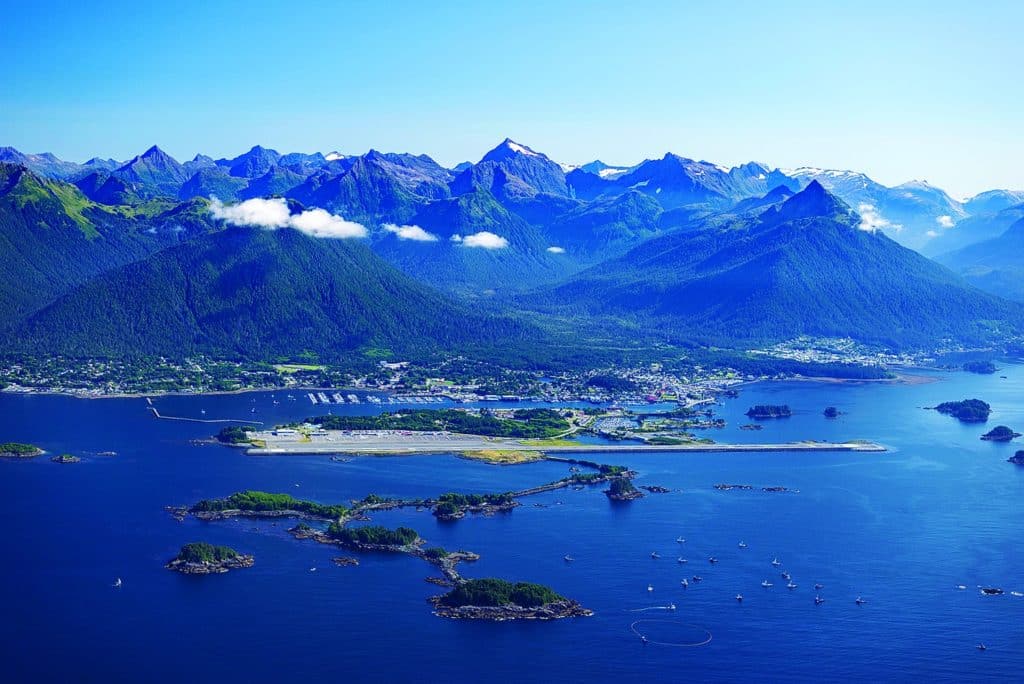 Stunning aerial view of Sitka, Alaska