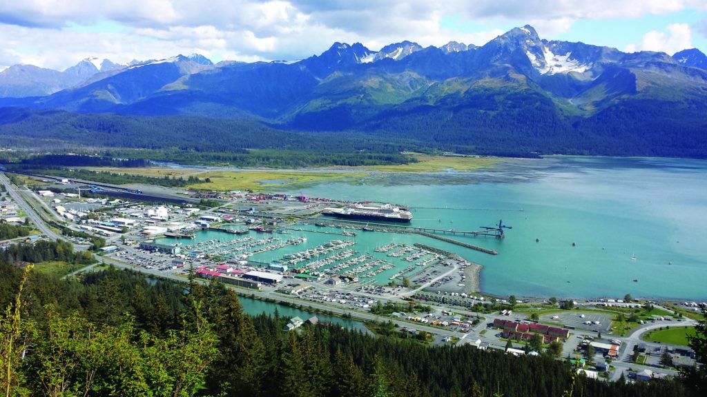 An aerial view of Seward, Alaska