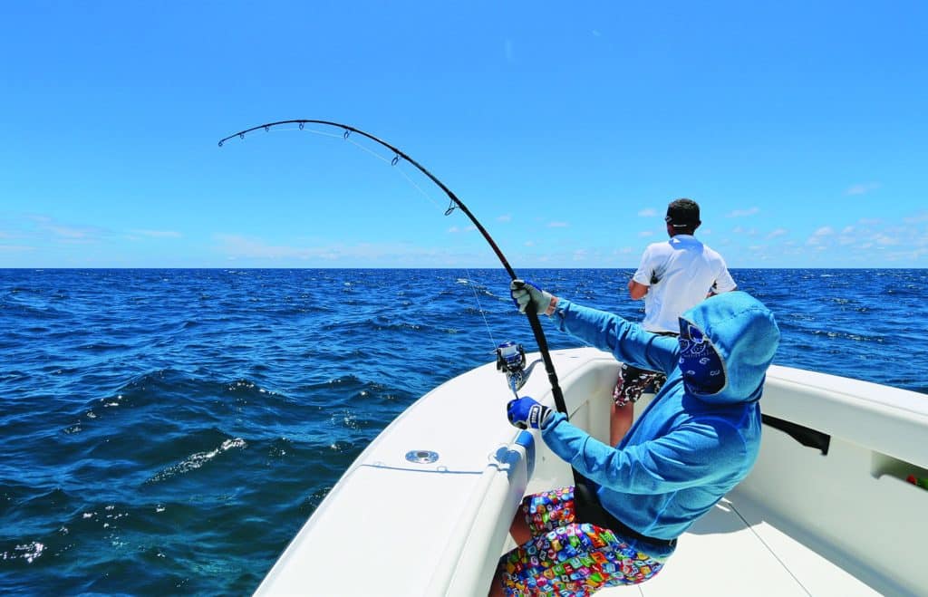 Fighting a big amberjack