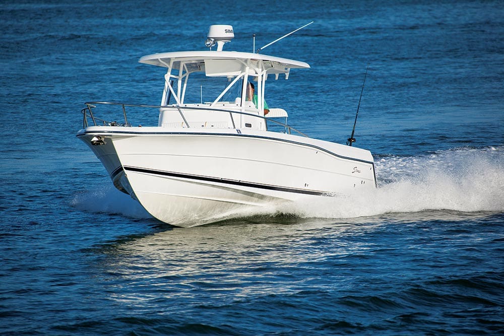 Stamas 326 Tarpon wide outboard powered fishing boat