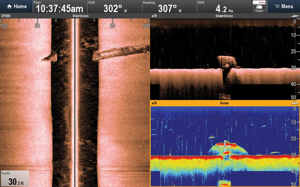 Monochromatic SideVision and DownVision sonar views