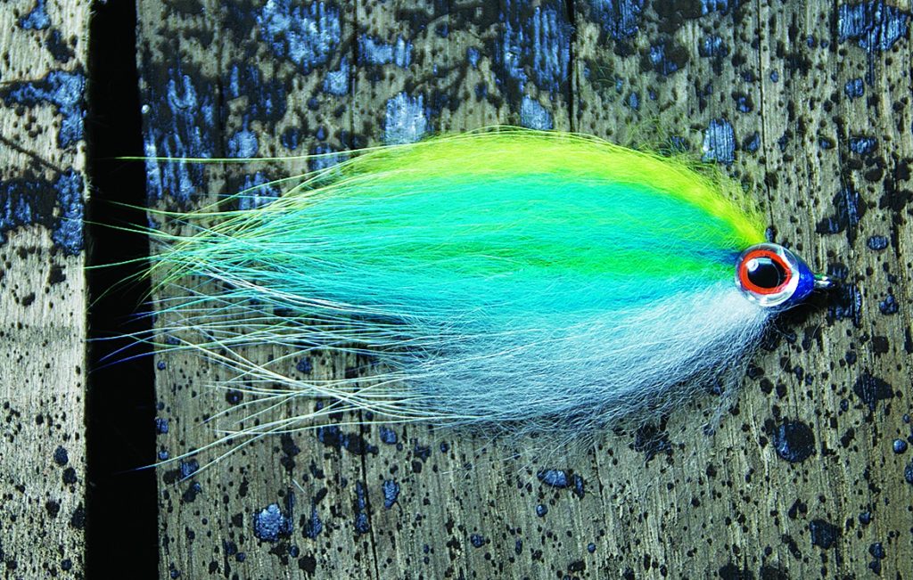 Fishing fly that imitates a rainbow runner