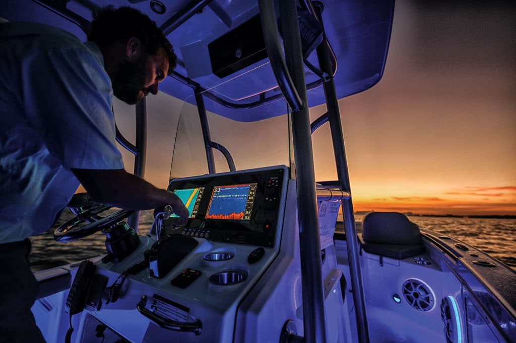 Simrad electronics at the helm