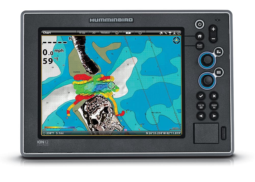 Humminbird Autochart Live fishfinder fishing display screen shot