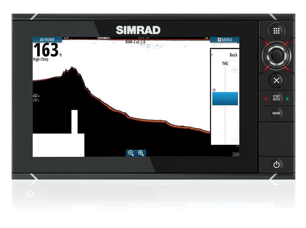 Simrad Time-Varied Gain fishfinder fishing display screengrab