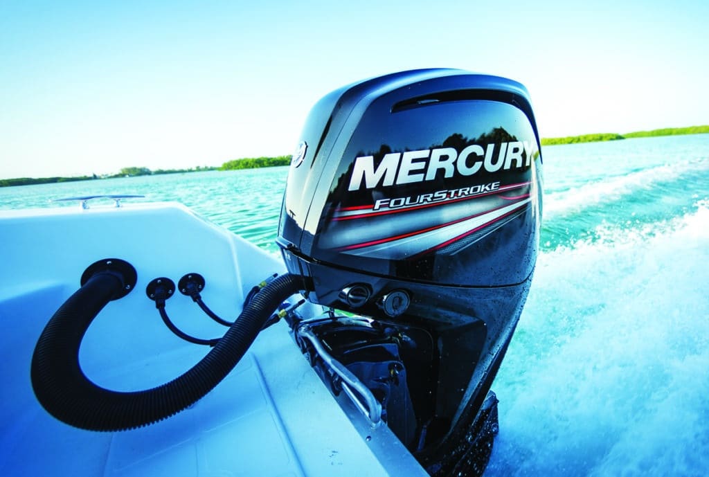 Mercury Marine 115 FourStroke outboard engine on a fishing boat