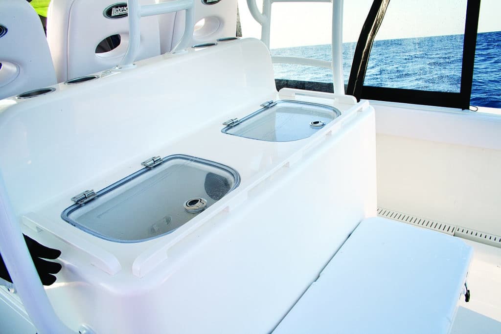 The Insetta 45 Diesel Sport Fishing Catamaran features twin livewells.