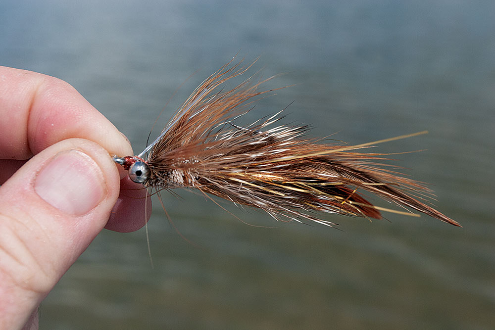 Chernobyl fly tied for red drum fishing