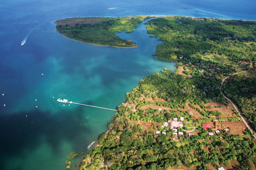 An aerial view of Crocodile Bay Resort