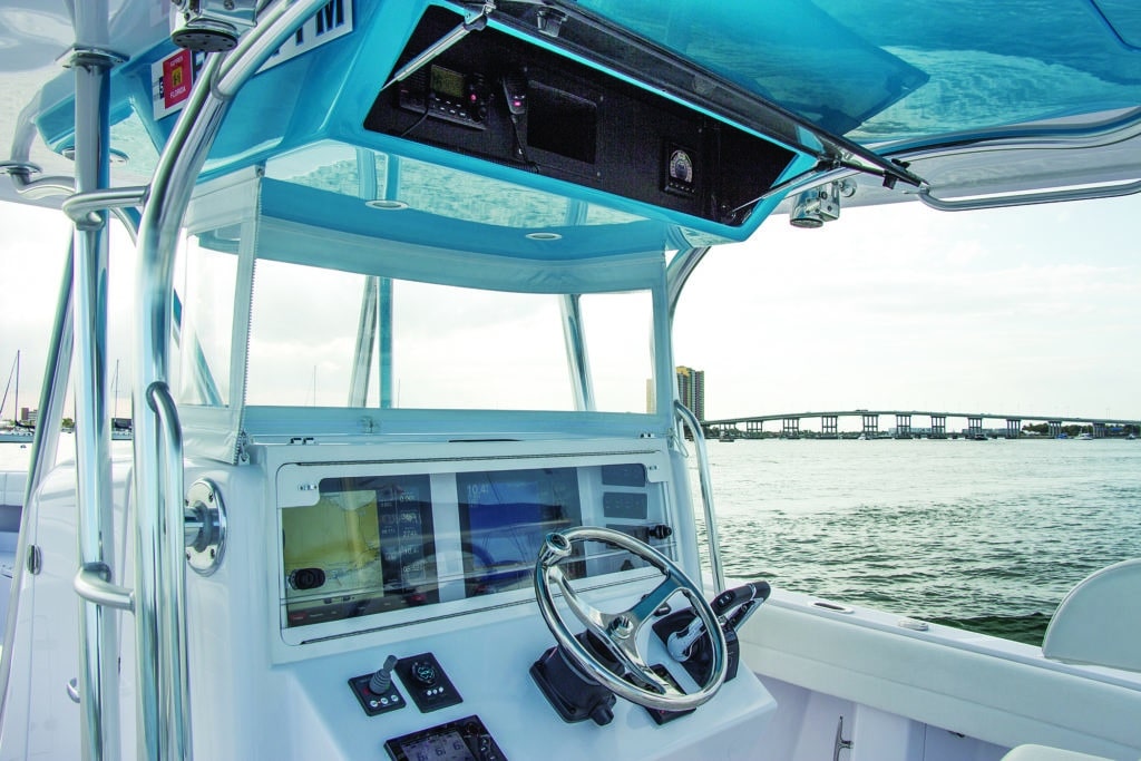 The Venture 39 features a well-designed helm area.