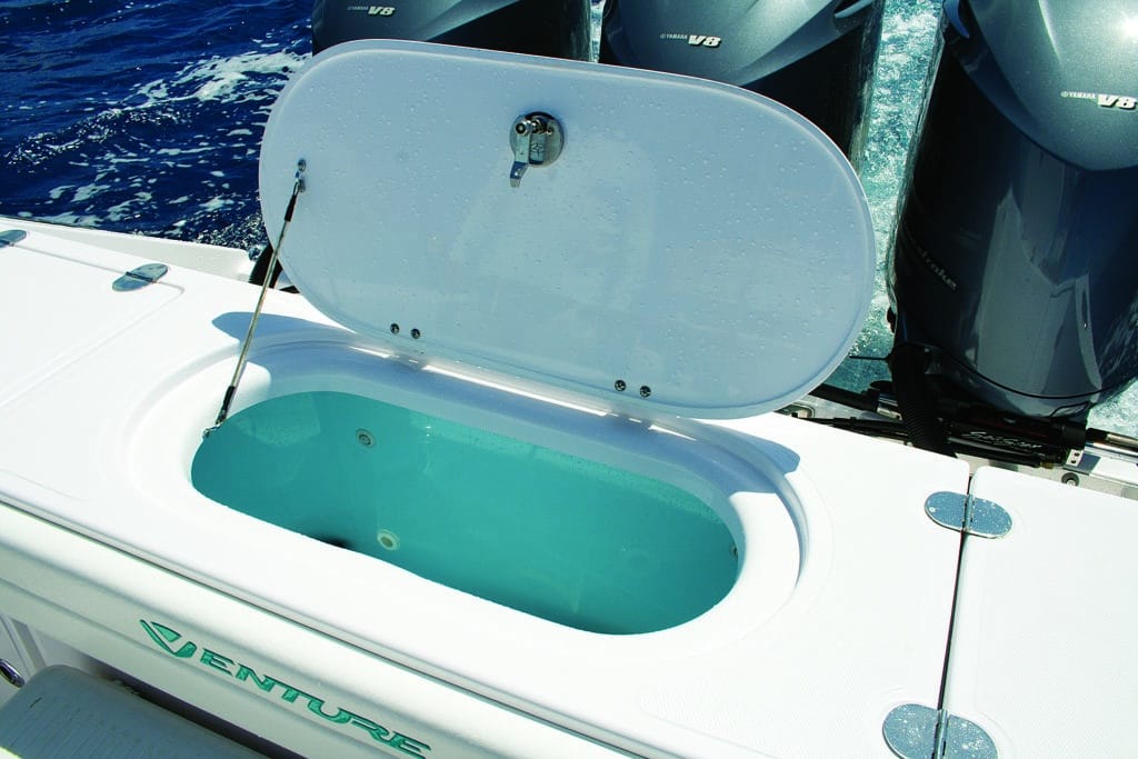 The Venture 39 comes with a high-capacity transom livewell.