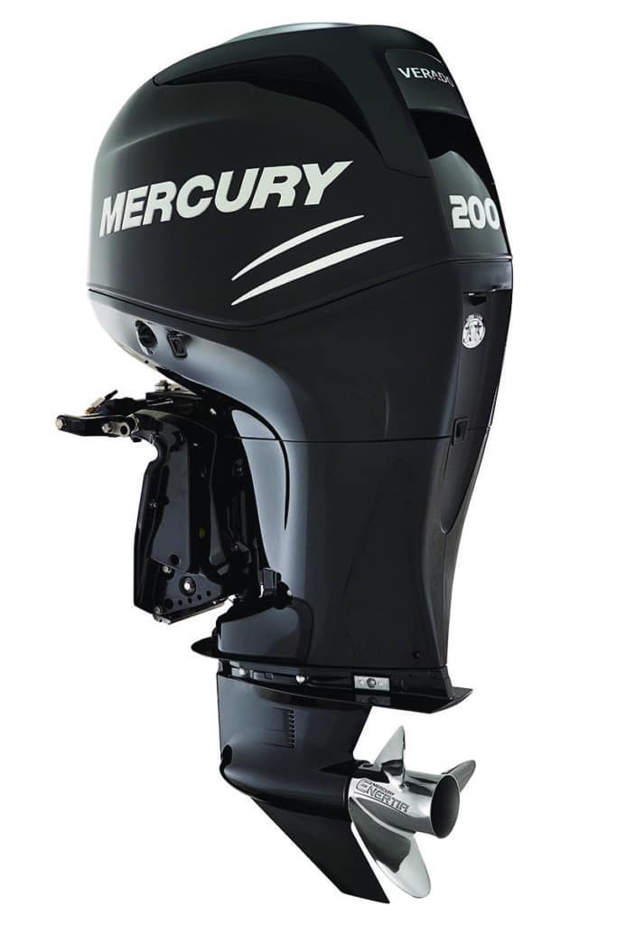 Mercury offers 200 hp outboards in both four- and six-cylinder versions.