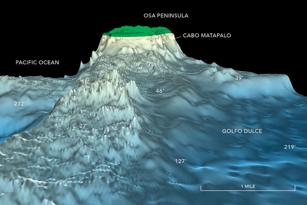 Costa Rica fishing - 3D Contour Map of Matapolo Rock