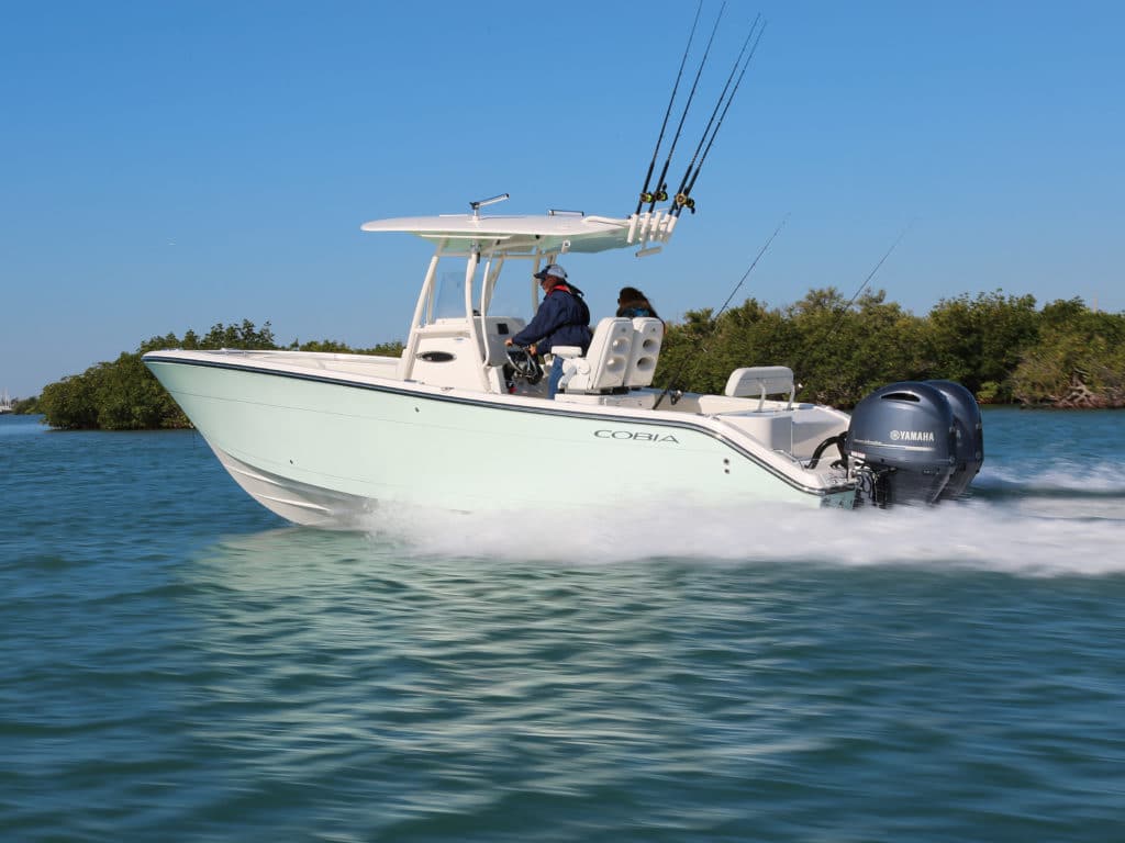Cobia 261CC center console saltwater fishing boat running