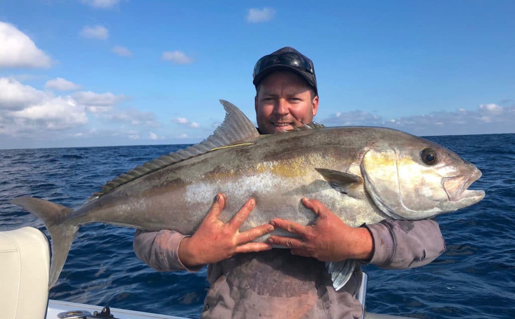 Darren Applebee catches the samsonfish for the third time