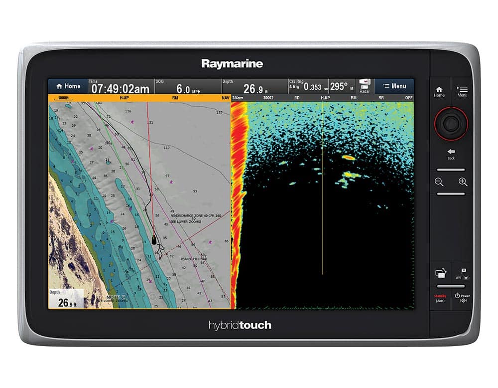 Raymarine track line showing fishing bait birds marine electronics