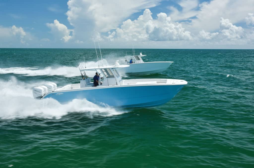 Invincible catamarans running rough seas