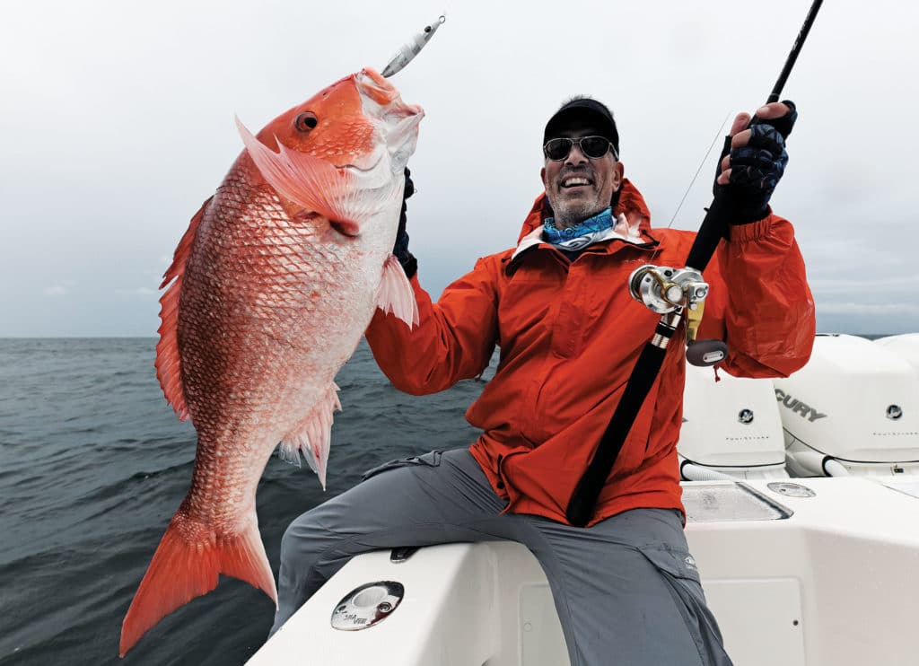 Red snapper caught while slow-pitch jigging