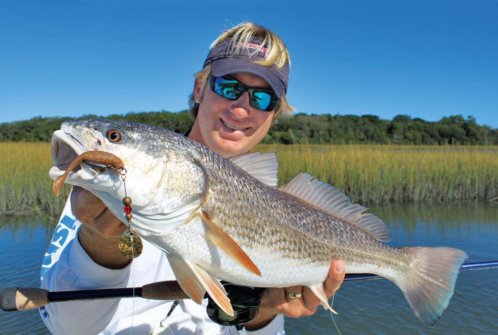 Redfish caught fishing in-line spinnerbait lure