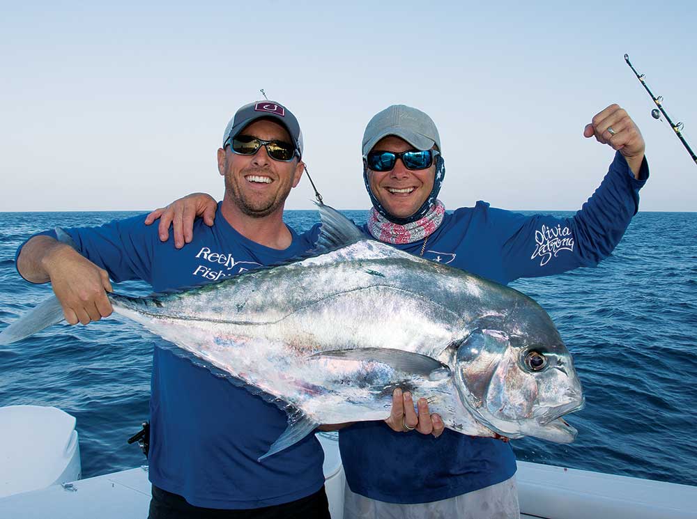 pompano catch aboard Stamas Tarpon 392 center-console offshore saltwater fishing boat