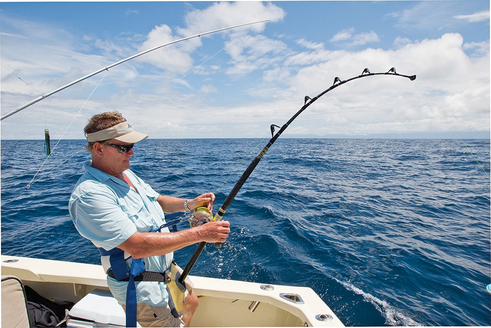 Guy Haring fishing for yellowfin tuna with standup rod
