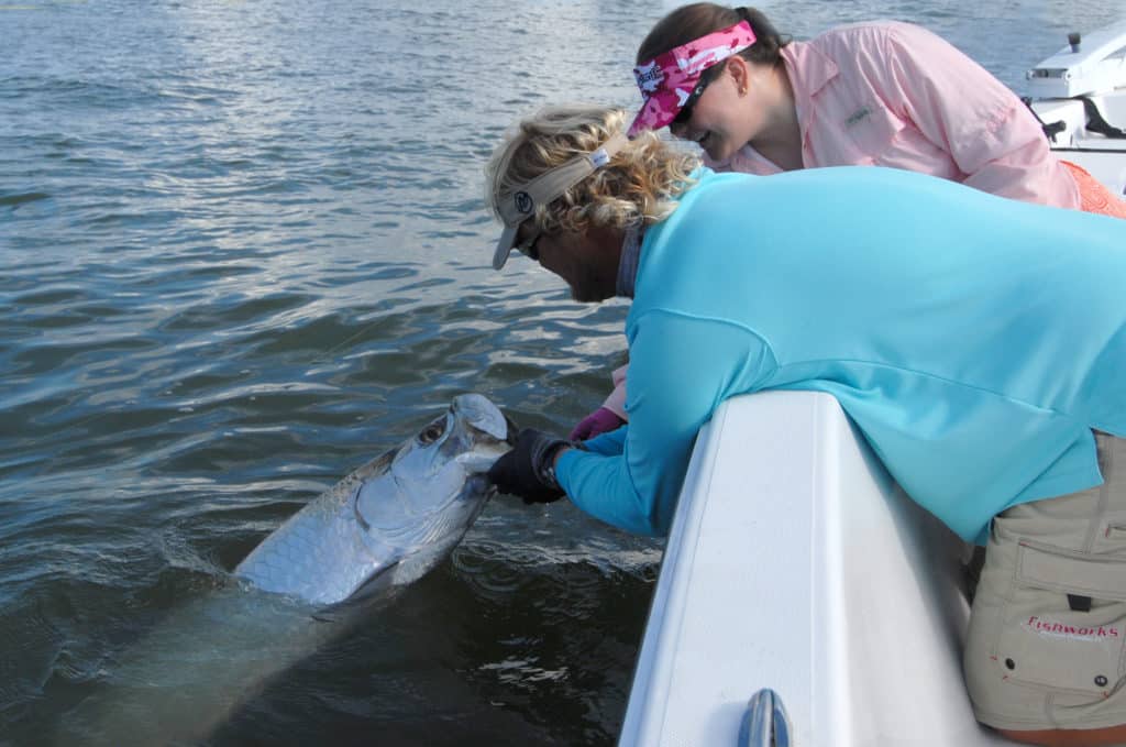 tarpon release at the boat