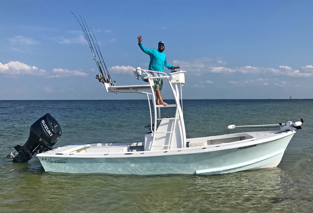 Center console with spotting tower, Capt. Jason Stock, named a Top Charter Captain of the Year 2017 by Sport Fishing magazine fans