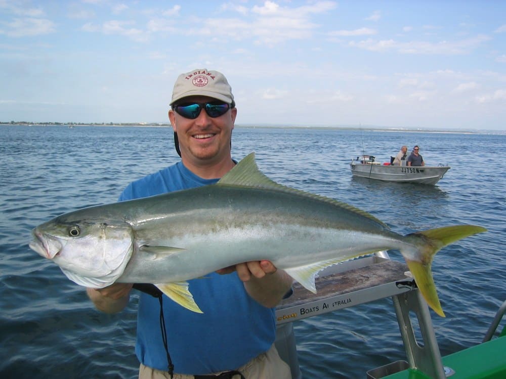 A fine yellowtail kingfish caught next to the runway at Sydney's airport.