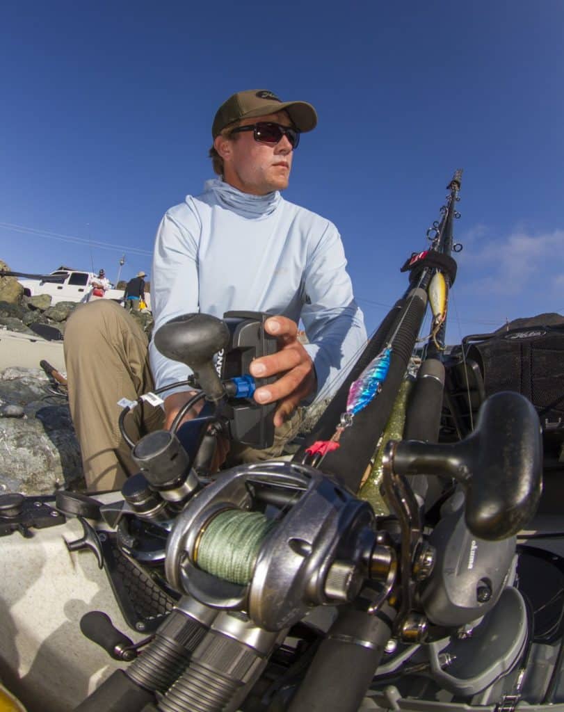 A bundle of Okuma reels for kayak fishing Cedros Island, Baja