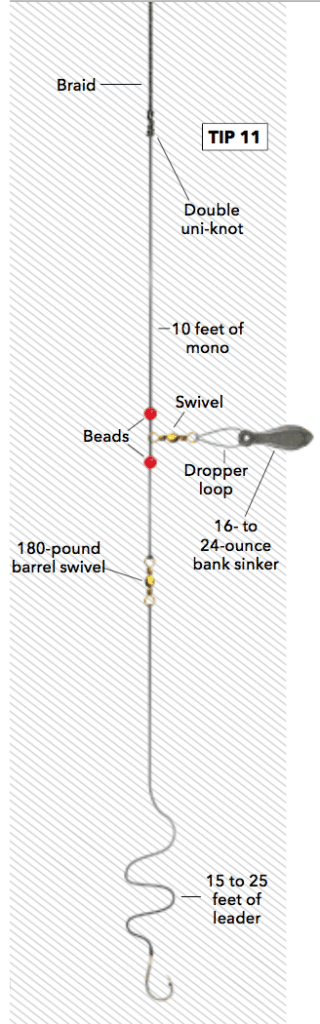 Bottomfishing rig with braided fishing line diagram