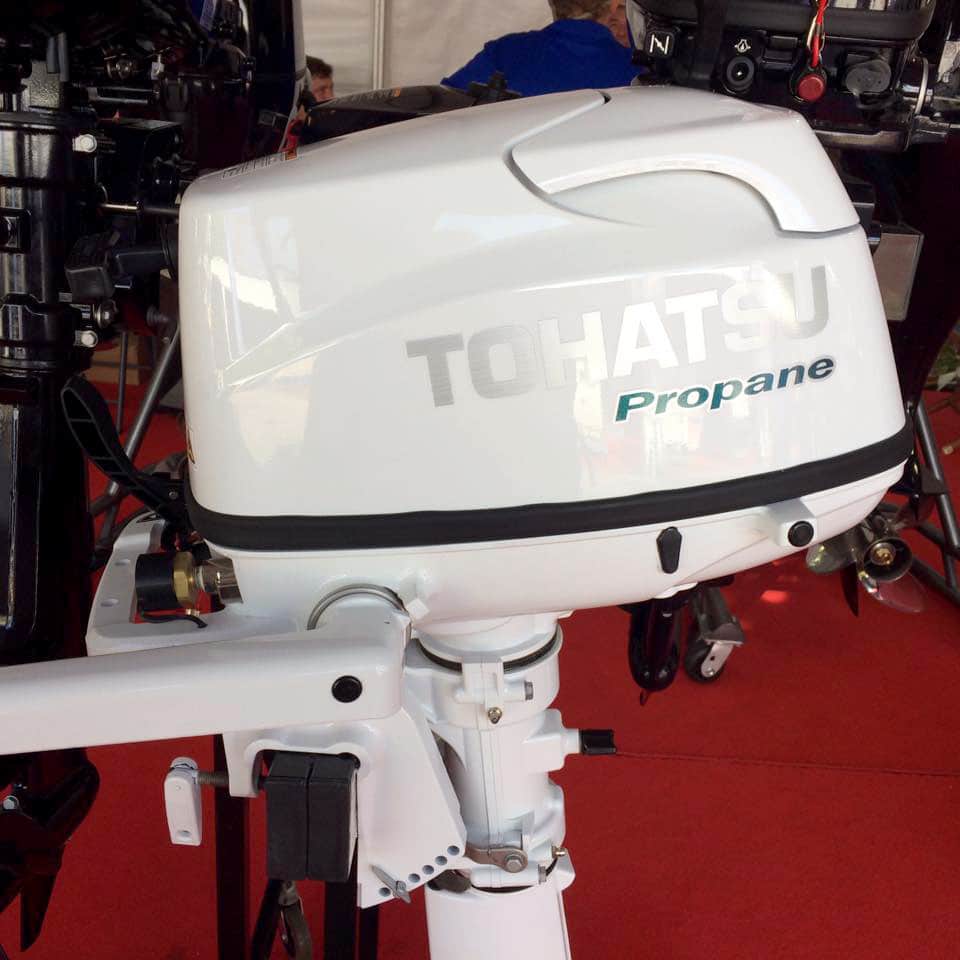 Tohatsu propane outboard auxillary motor fishing boat